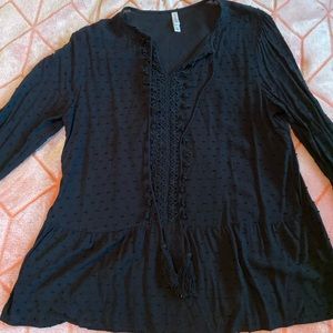Black bell sleeve blouse